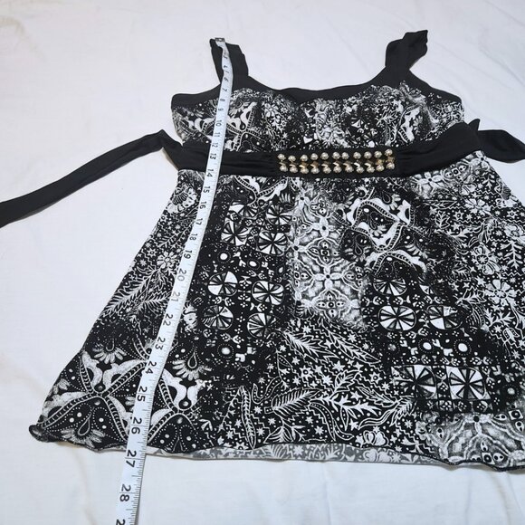 Speechless Black & White Babydoll Top | Y2K Style | Size L (Fits M) - Picture 14 of 15